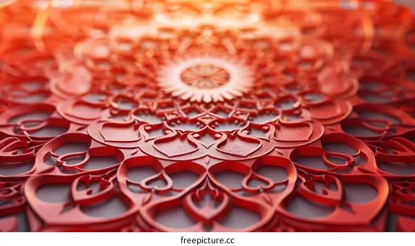 Red 3D Mandala Pattern Background
