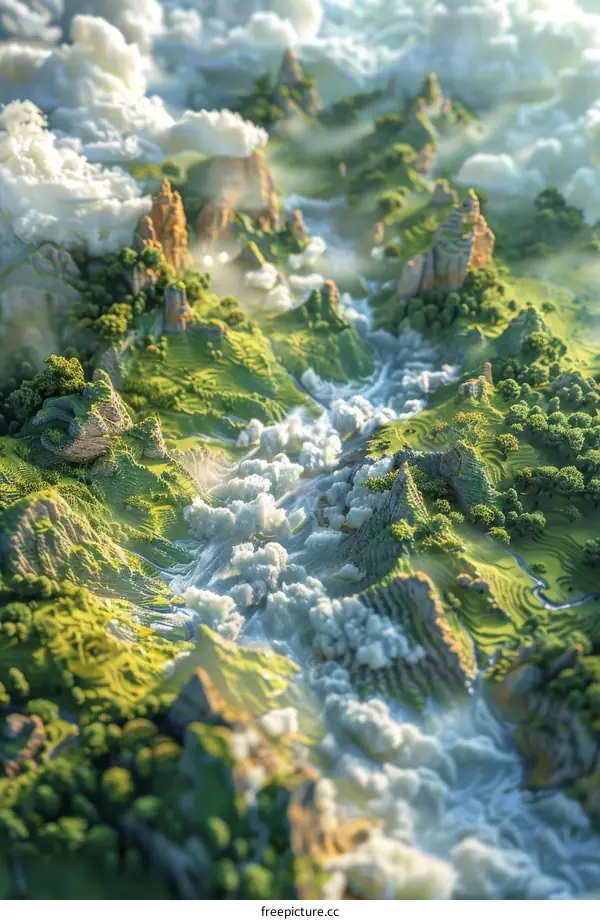 Rolling Green Hills and a River Meandering Through the Valley