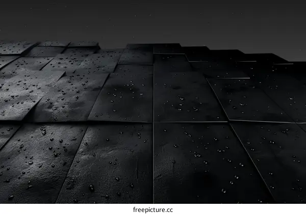 Black tiles with water droplets under the night sky