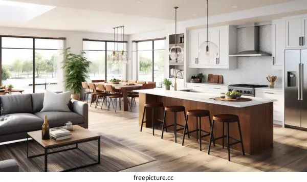 An illustration of a modern house interior