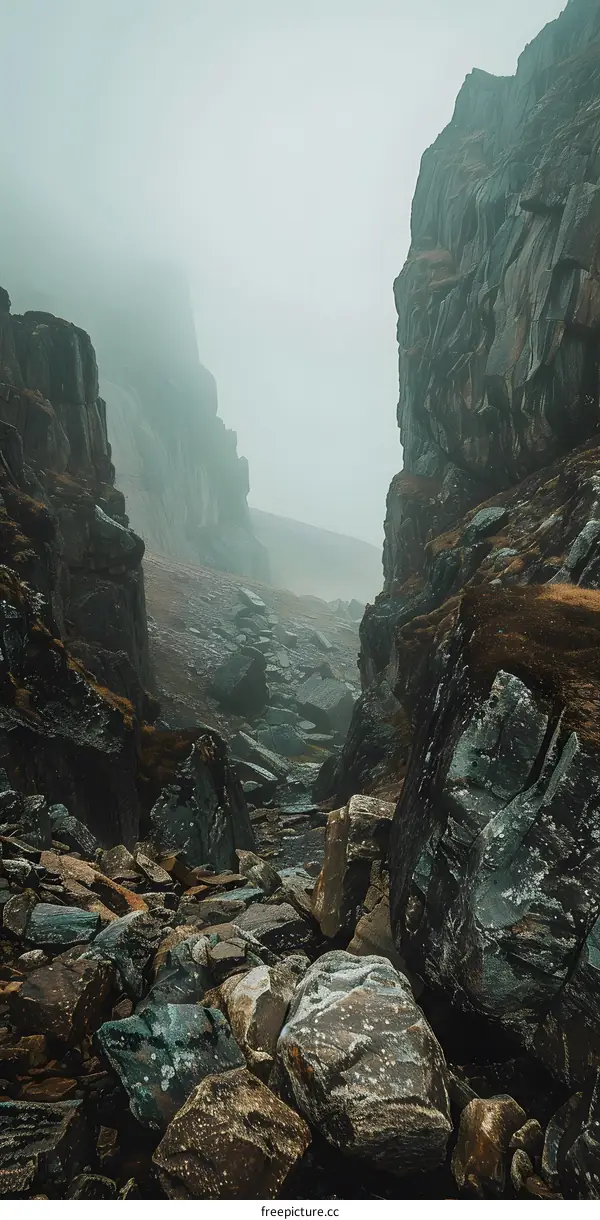 Rocky Mountain Landscape with Fog