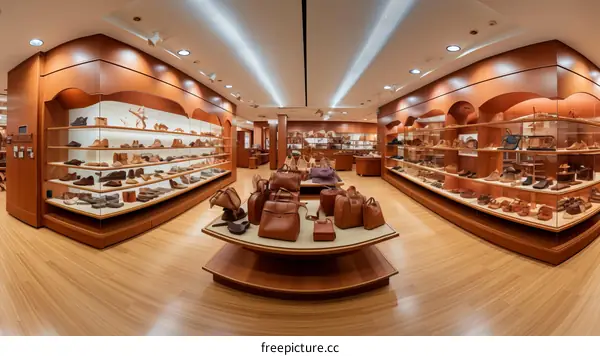 Inside of a high-end shoe store with no people