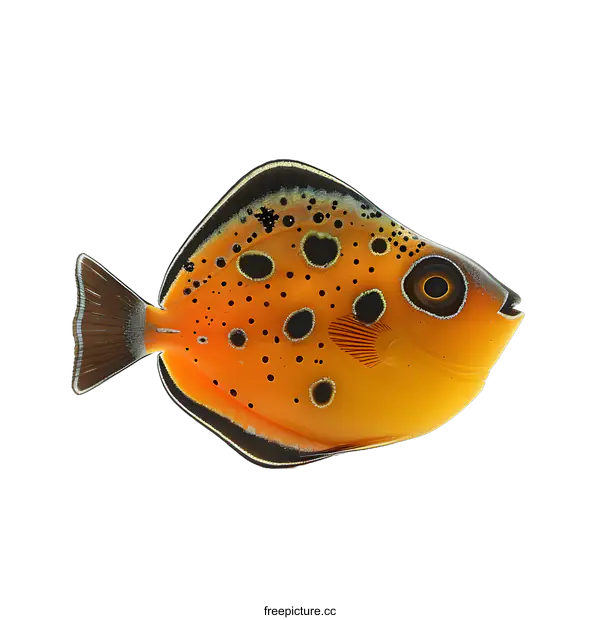 [Transparent Background PNG]A yellow and black fish with spots on its body