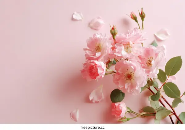 Beautiful Pink Rose Bouquet on Pink Background