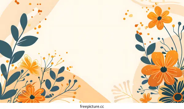 Abstract Floral Background With Orange Flowers