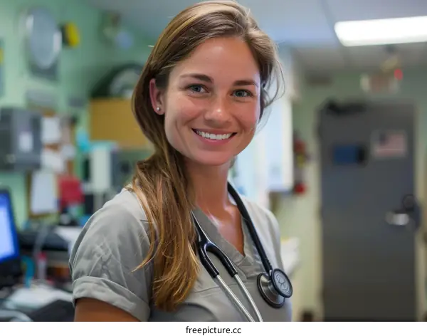 Young woman veterinarian smiling in a clinic