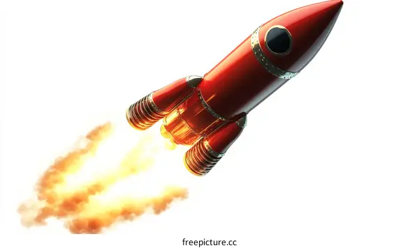 Red Rocket Launch into Space Illustration