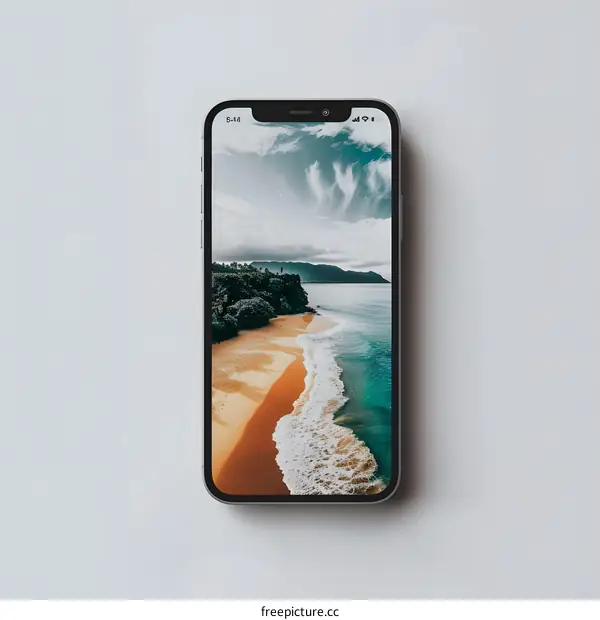 Smartphone Screen With Beach View Wallpaper