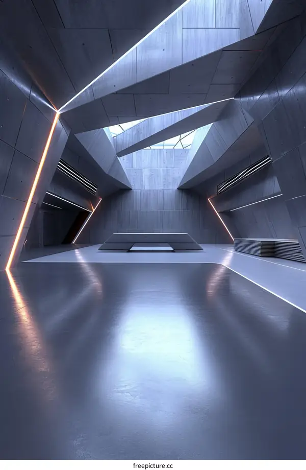 Futuristic Spaceship Interior with Luminescent Orange Lighting