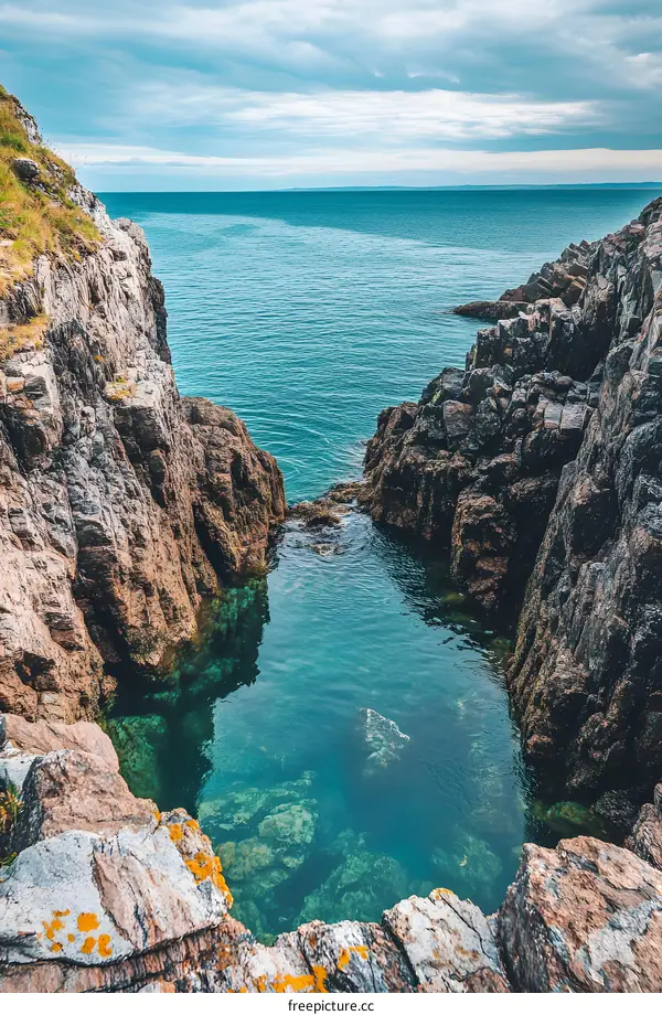 Clear Water Pool Between Rocks in the Ocean