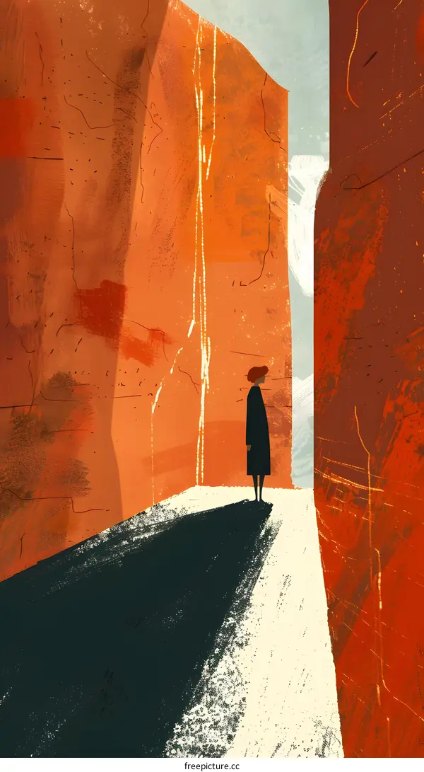 Woman Standing in a Narrow Alleyway