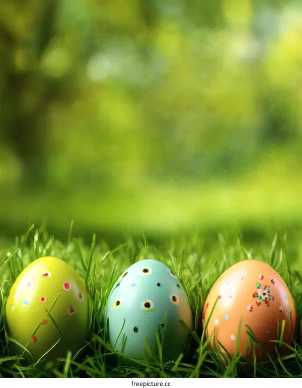 Easter Eggs in a Grassy Field