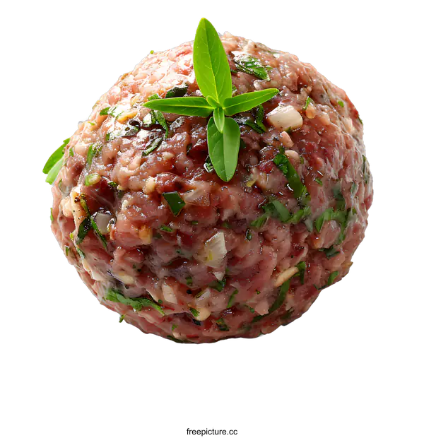 [Transparent Background PNG]raw minced meatball with herb