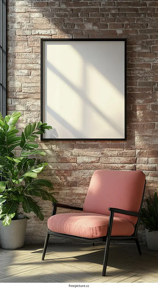 Empty Picture Frame in a Modern Living Room