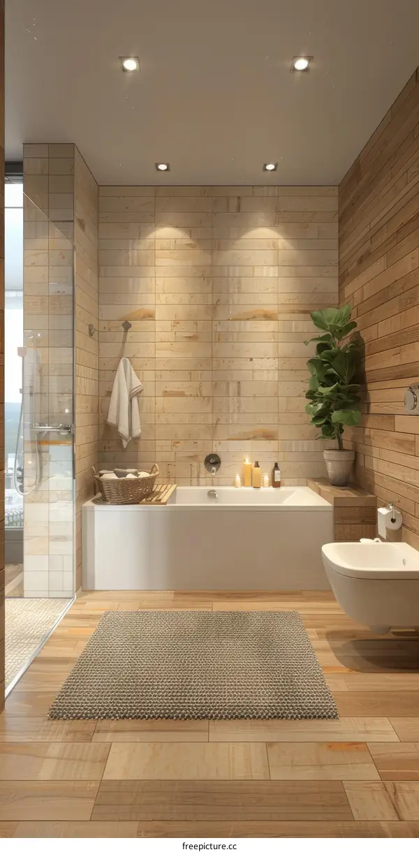 Modern Bathroom Interior Design with Wooden Accents