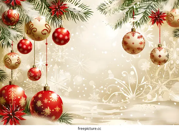 Christmas background with hanging balls