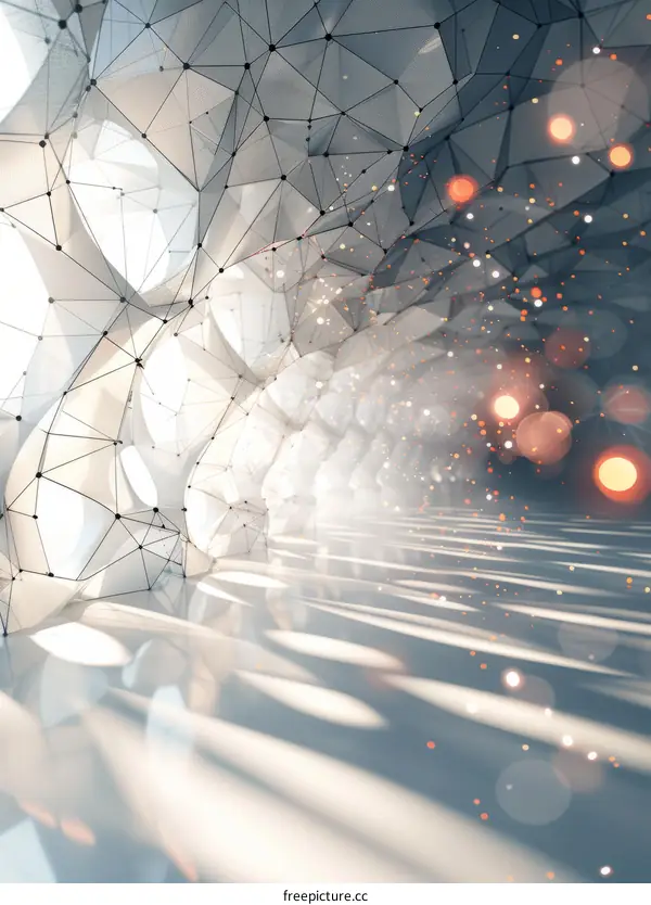 Futuristic Tunnel with Luminous Rays