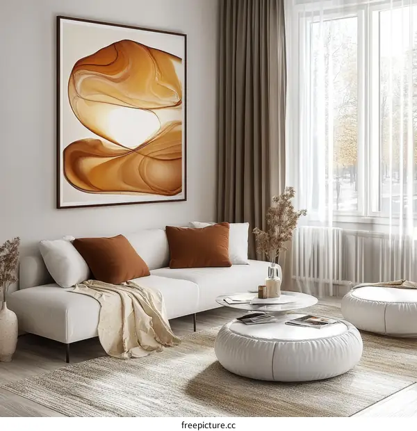 Modern Living Room Interior Design with Abstract Art