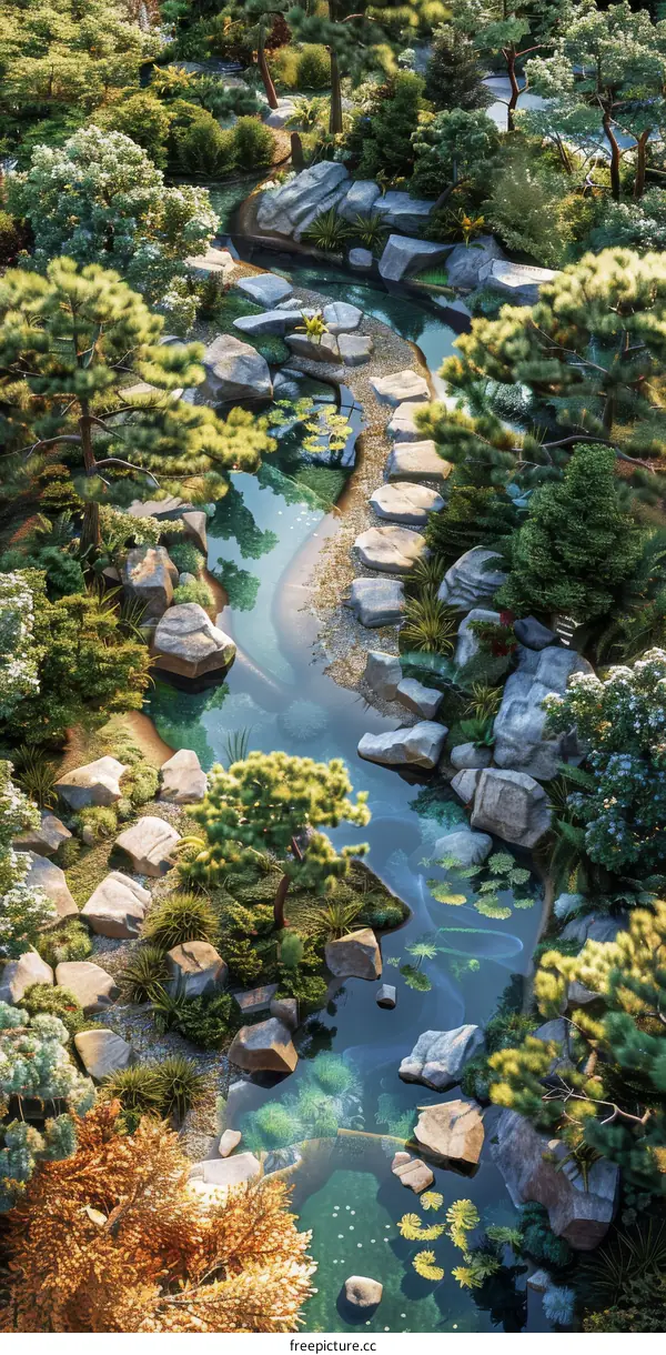 A Winding River Flows Through a Verdant Valley Surrounded by Rocky Cliffs