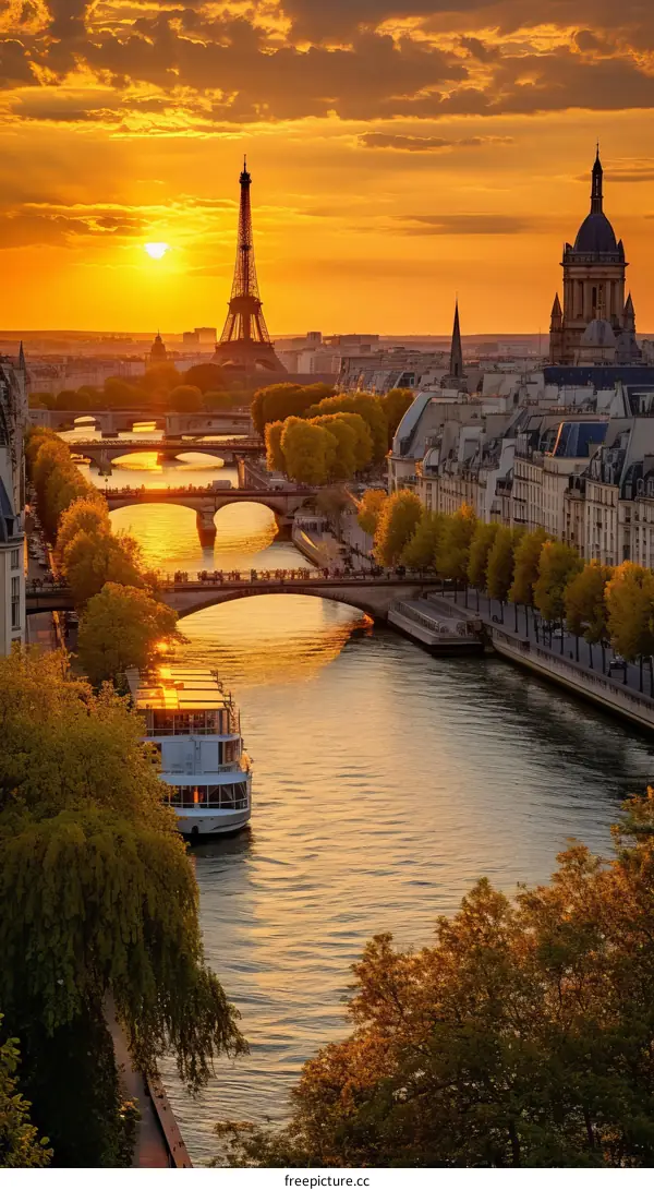 Parisian Bridges with Eiffel Tower in the Distance