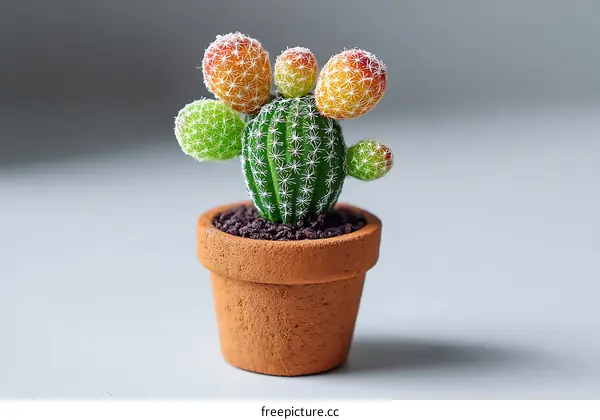 Colorful Cactus in Terracotta Pot
