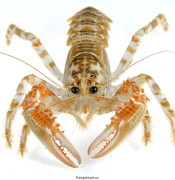 Close Up Orange Lobster White Background