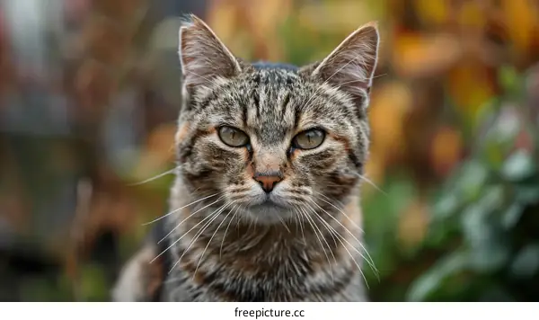 A ginger cat is staring at the camera