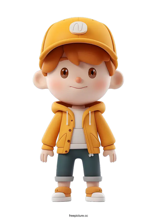 [Transparent Background PNG]Cute Boy Cartoon Character 3D Rendering