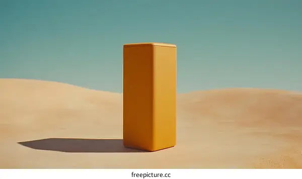 Minimalist Yellow Box Standing in Desert