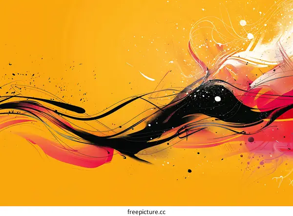 Abstract Yellow Background with Swirls