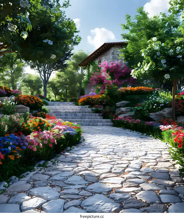 A garden full of blooming flowers