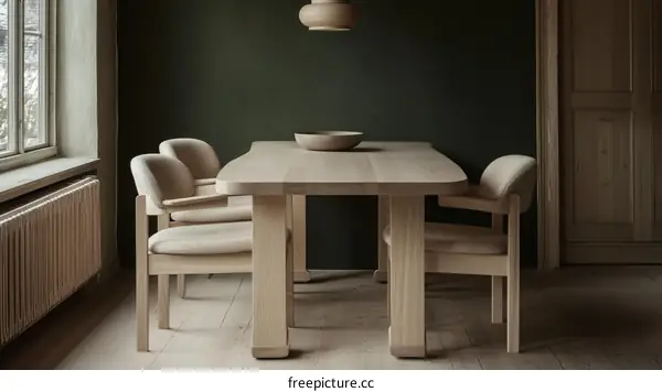 Modern Wooden Dining Table and Chairs Set