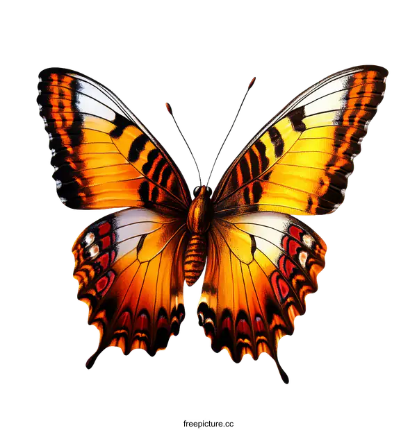 [Transparent Background PNG]Beautiful Orange and Black Butterfly Illustration