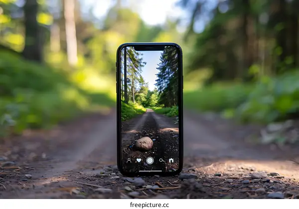 Smartphone on Forest Path