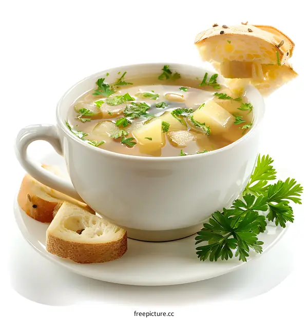 Bowl of Vegetable Soup with Bread
