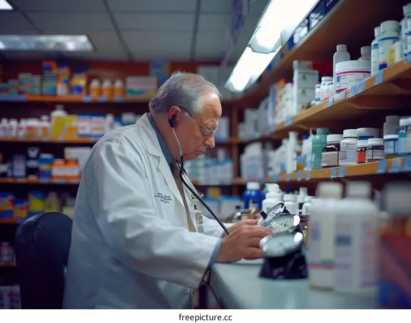 Doctor Using Stethoscope to Check Patient's Blood Pressure