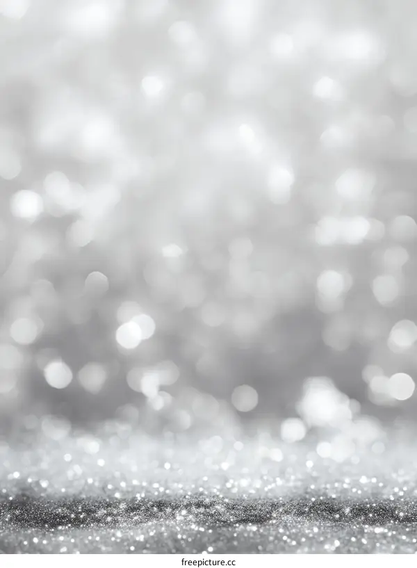 Silver Glitter Background Image with Bokeh Effect