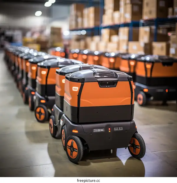 Autonomous mobile robots in a warehouse