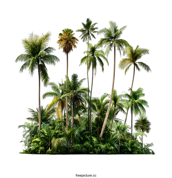 [Transparent Background PNG]Tropical Palm Trees Isolated On White Background