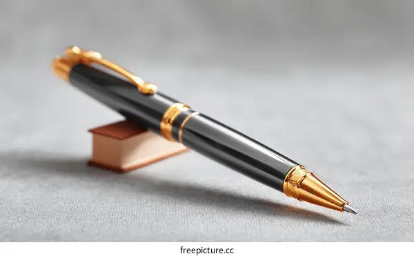 Elegant Black Pen with Gold Accents on a Surface