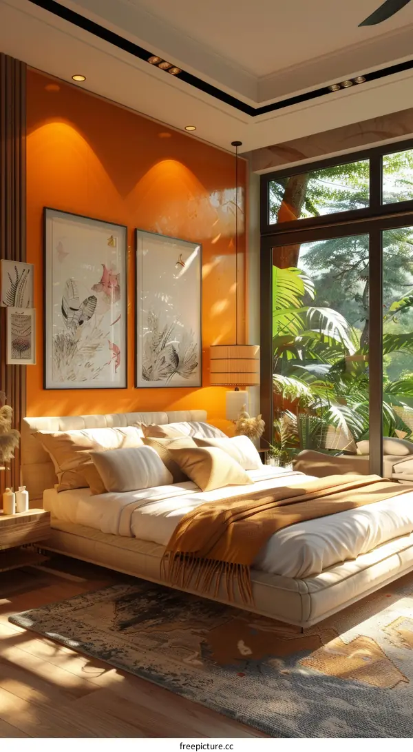 Orange Bedroom Interior Design Illustration