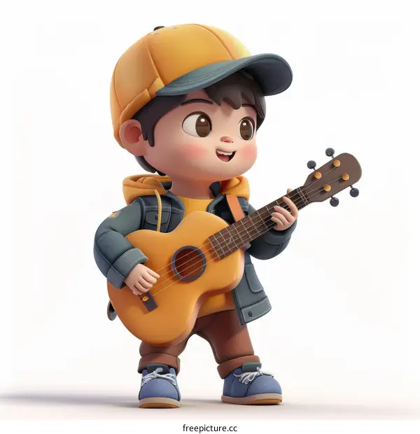 Boy playing the ukulele