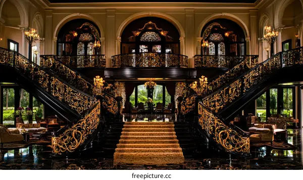 Grandiose Luxury Black and Gold Staircase