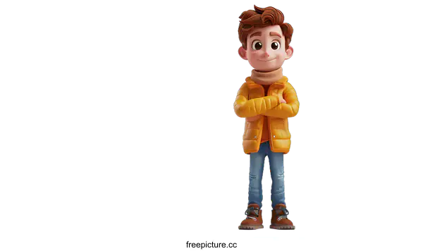 [Transparent Background PNG]3D rendering of a happy boy