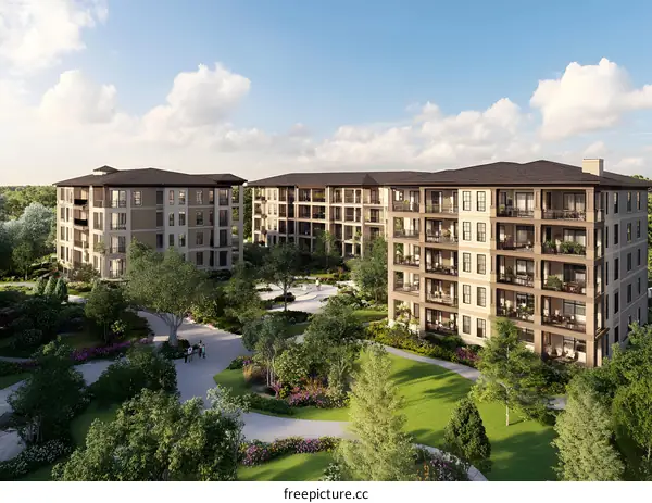 Luxury Apartment Buildings With Green Landscaping