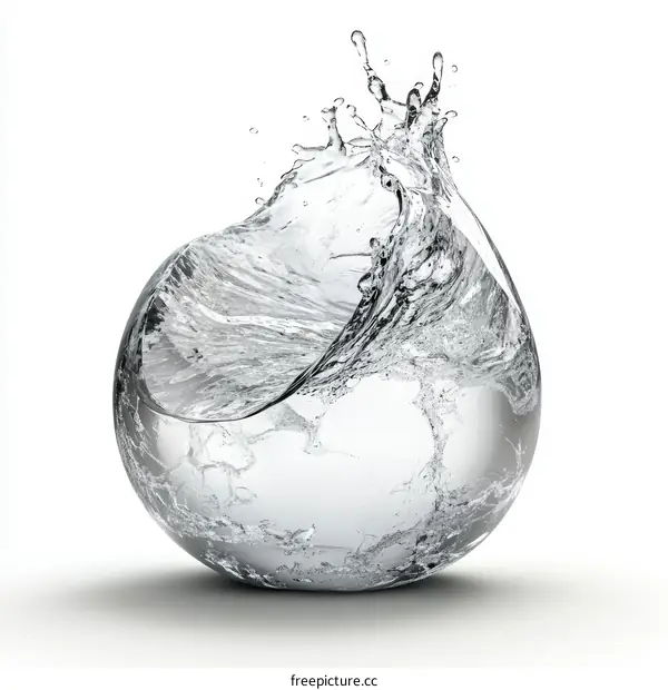 Water Splashing in a Glass Sphere
