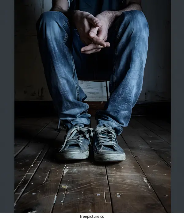 Close Up of a Man Sitting on a Chair With His Hands in His Lap
