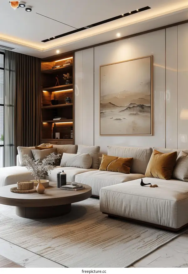 Modern Minimalist Living Room with Balcony