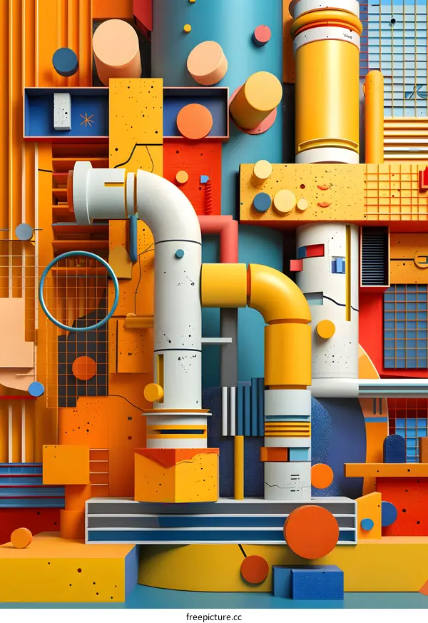 Abstract Composition with Geometric Shapes