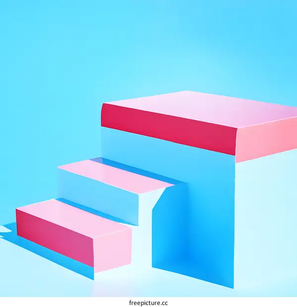 Abstract Pink and Blue Minimalist Staircase